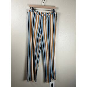 Free People Size Large Knit Pants Boho Striped Beach Cottage Coastal Trousers